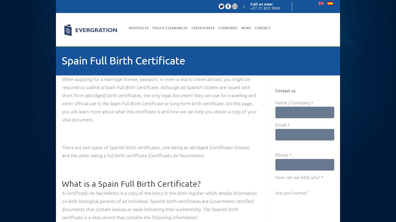 Spain Full Birth Certificate | Evergration